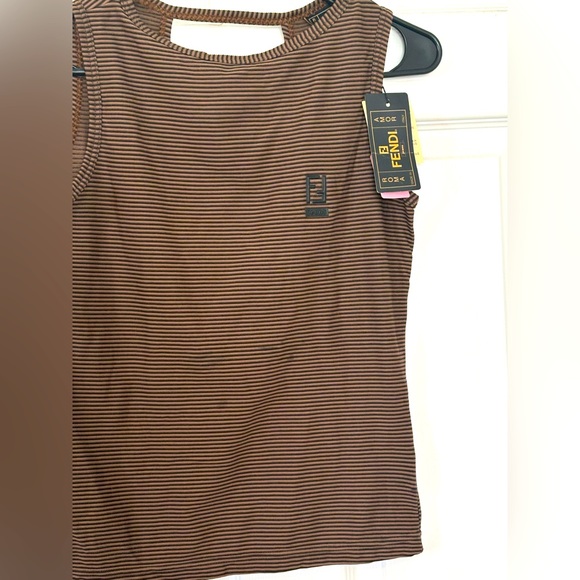 Fendi Chocolate Striped Tank Top - Picture 1 of 3
